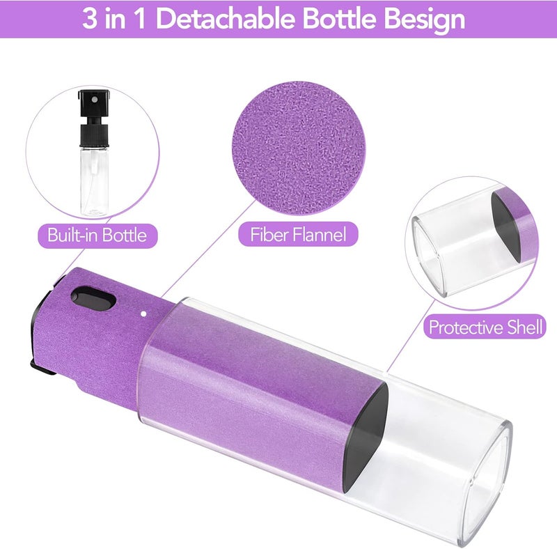 usefulpro 2 Pcs Fingerprint Proof Screen Cleaner,3 in 1Touchscreen Mist Cleaner Spray Wipe Cleaner Fingerprint-Proof Soft Fiber Flannel,Safe for All Phones Glasses Tablet Laptop TV Watch Screens(Purple) - Image 2